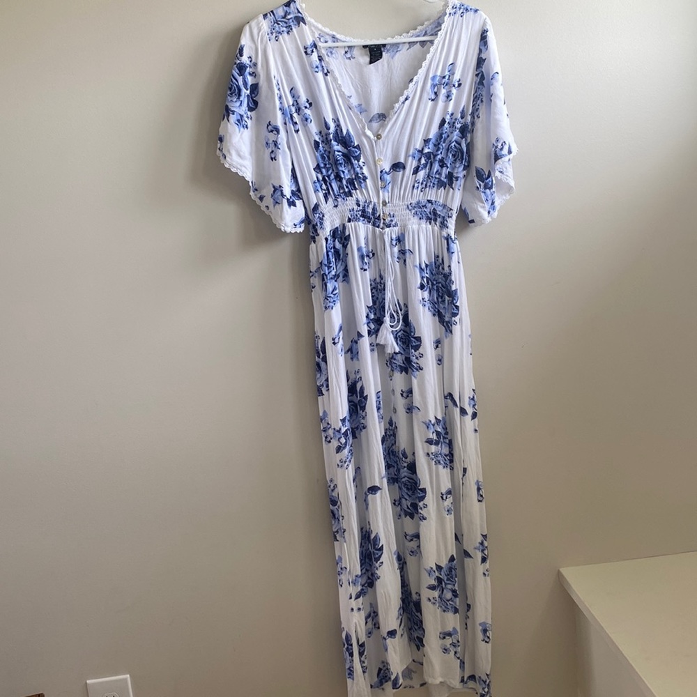 Blue Foral Maxi Dress